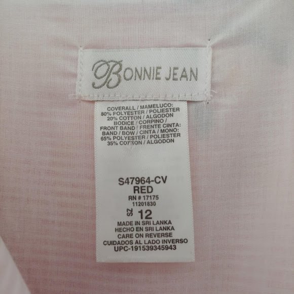 BONNIE JEAN stripe embroidered flower button jumper coverall/12/red wht yellow - Picture 3 of 10